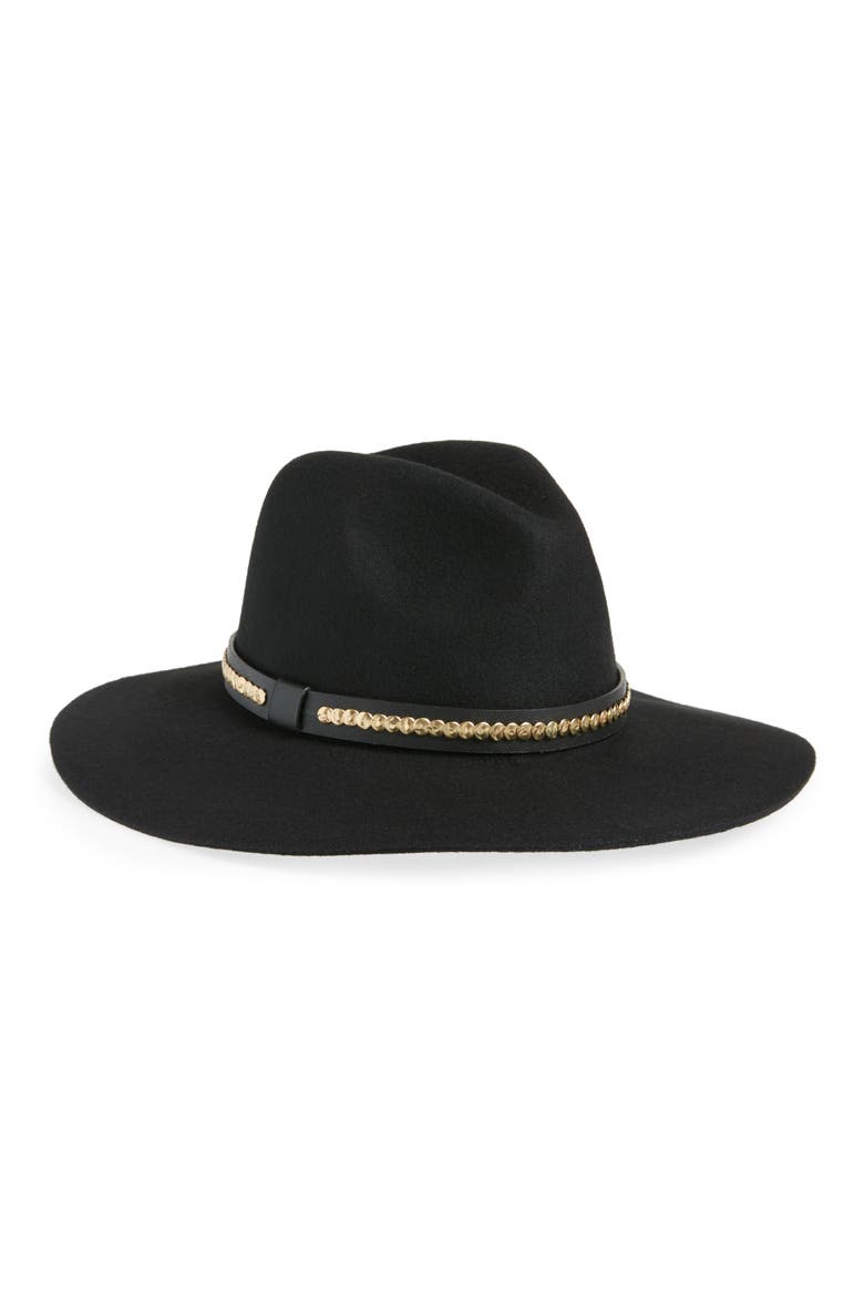 Long Brim Fedora Hat, Main, color, BLACK