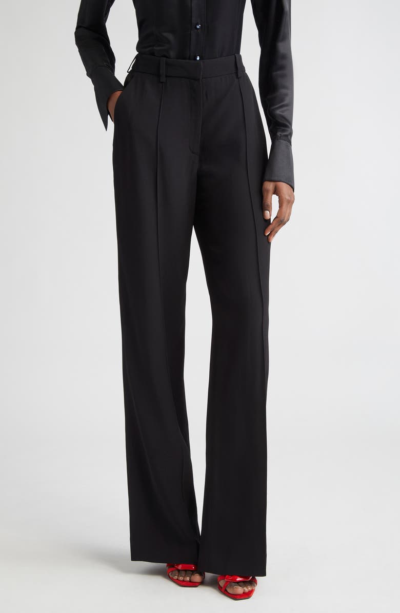 Balmain Tailored Straight Leg Crepe Pants, Main, color,