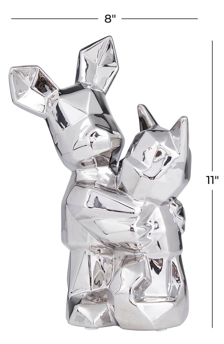COSMO BY COSMOPOLITAN Silvertone Porcelain Cubist Dog Sculpture, Alternate, color, Silver