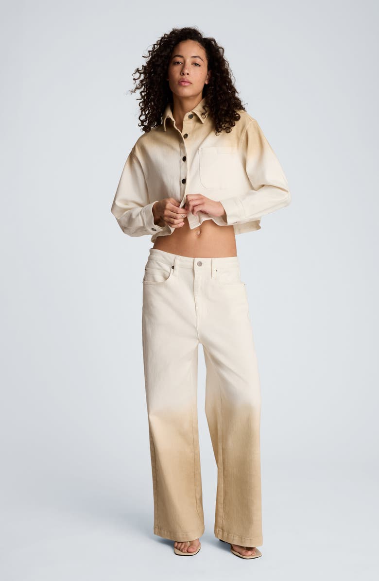 Kenneth Cole Ombré Comfort Stretch High Waist Wide Leg Jeans, Alternate, color, Tan Gradient