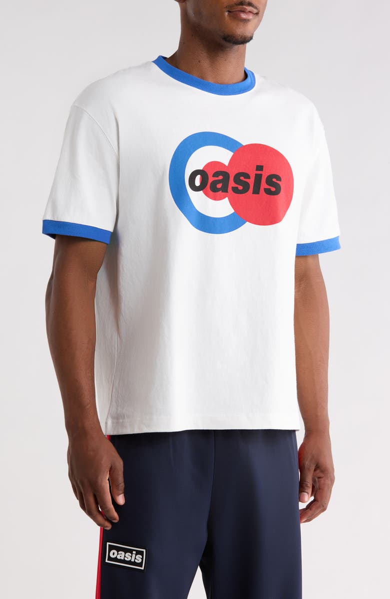 PLEASURES x Oasis 1996 Ringer Graphic T-Shirt, Alternate, color, White