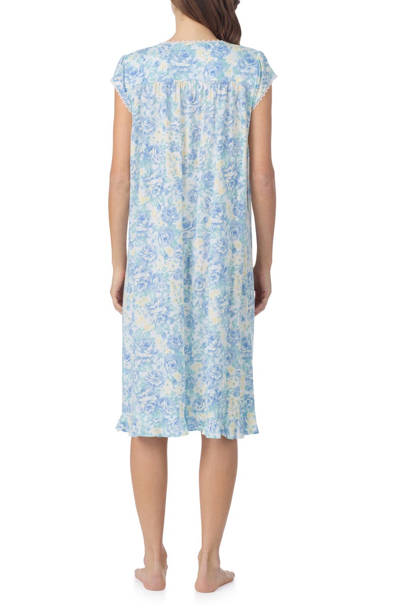 Eileen West Waltz Cap Sleeve Nightgown, Alternate, color, White/ Aqua