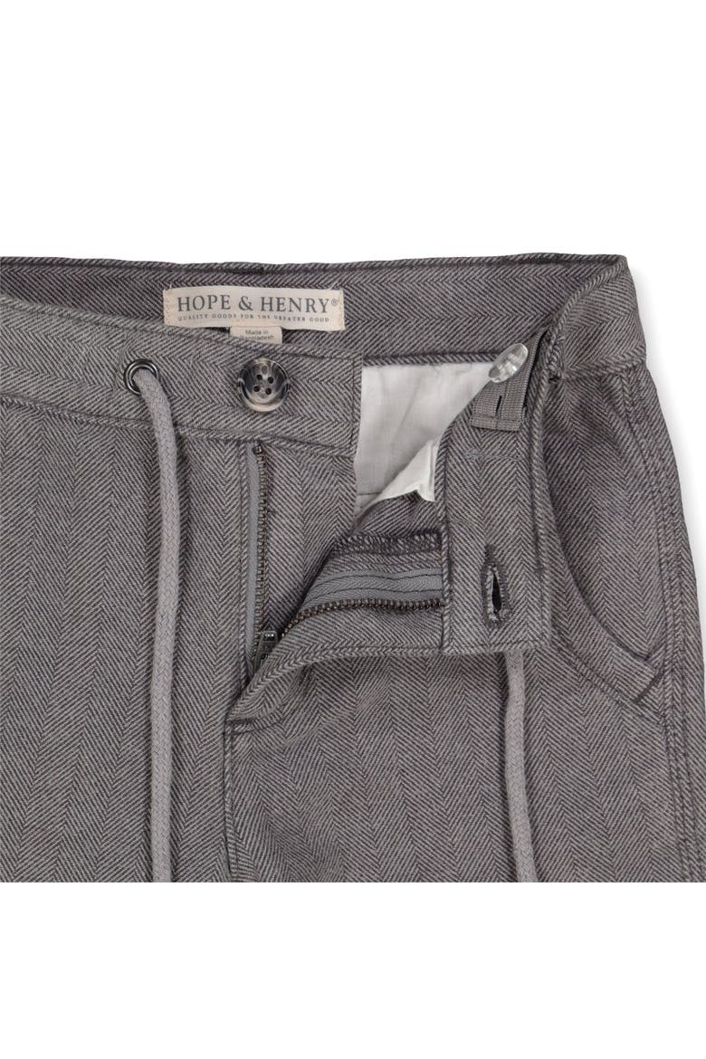 Baby Boys' Organic Rolled Cuff Pant with Drawstring, Infant, Alternate, color, Gray Herringbone