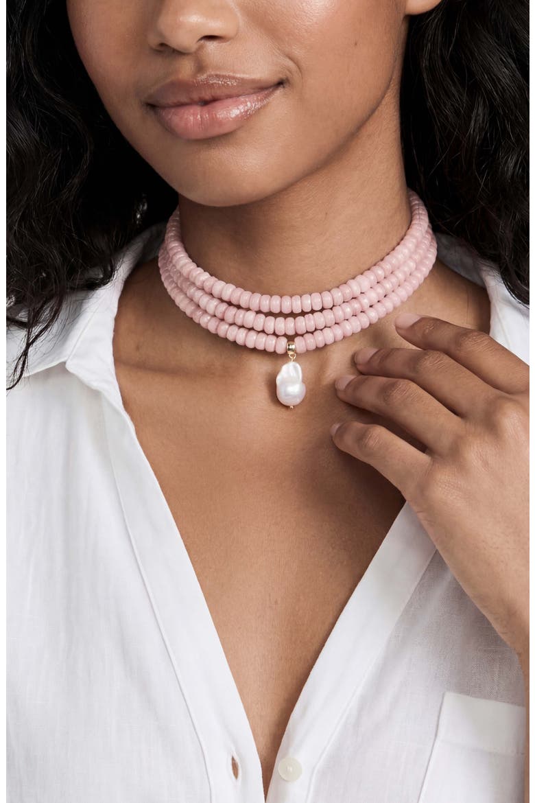 Marina Layers Beaded Necklace, Alternate, color, ROSE QUARTZ
