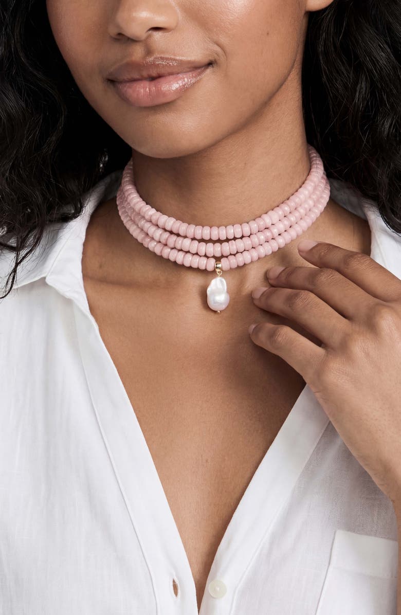 Ettika Marina Layers Beaded Necklace, Alternate, color, Rose Quartz