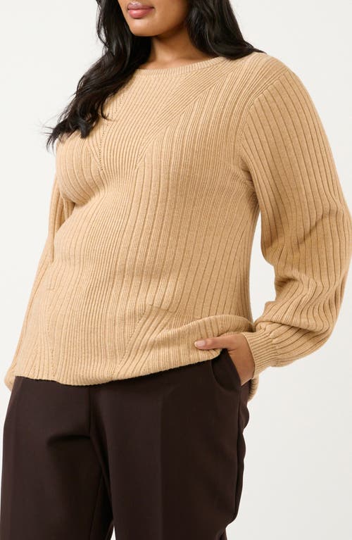Estelle Remi Blouson Sleeve Mixed Rib Sweater In Nude