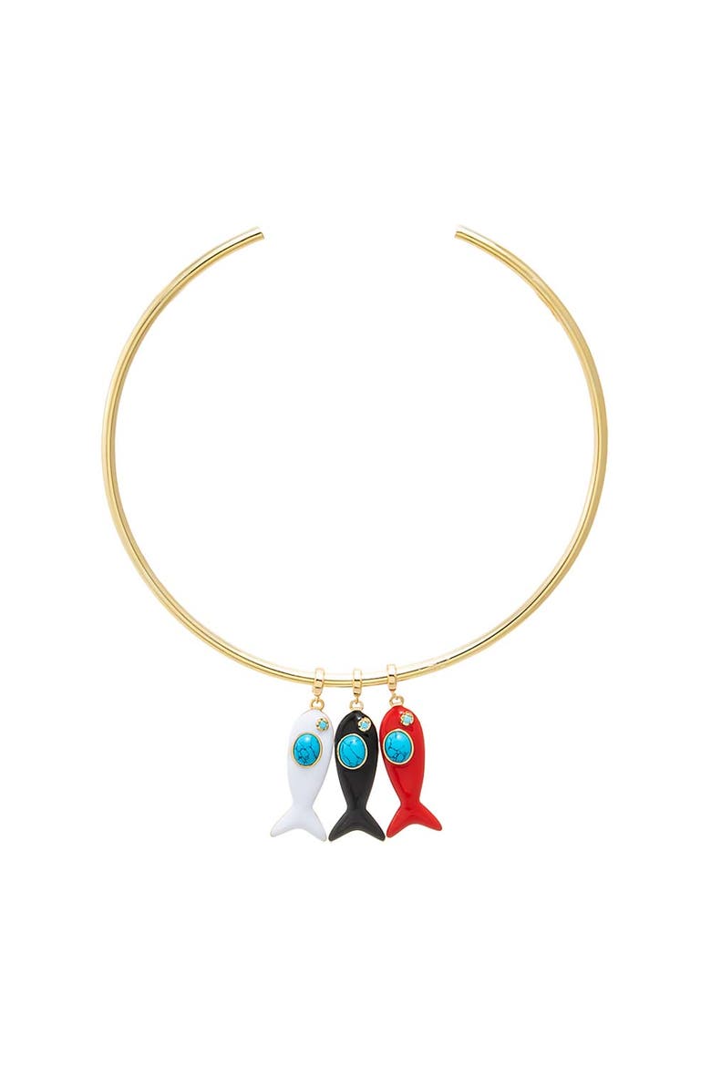 Turquoise/Colored Enamel Fish Charm, Alternate, color, Red