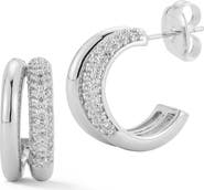GLAZE JEWELRY Cubic Zirconia Pavé Double Hoop Earrings