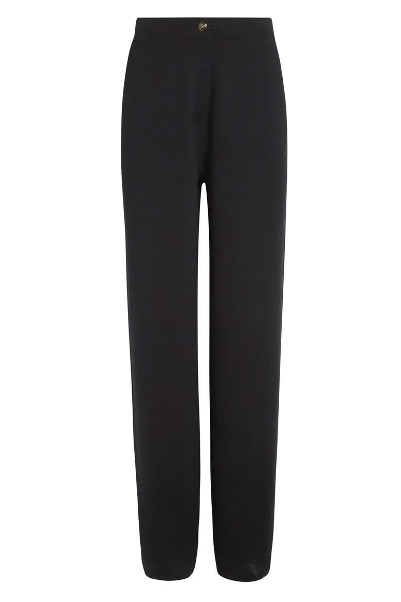 Signature Double Face High Waist Wool Blend Milano Stitch Pants, Alternate, color, BLACK