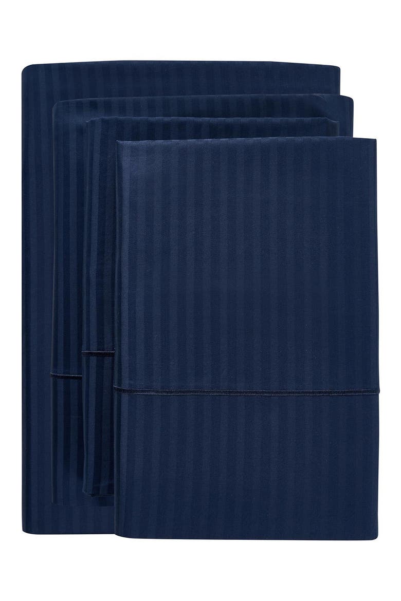 500 Thread Count Damask Stripe Sheet Set, Alternate, color, NAVY