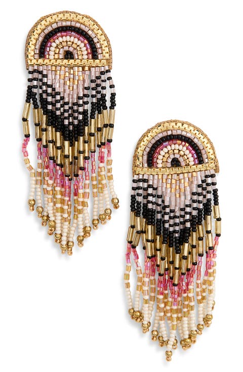Lisander Beaded Fringe Drop Earrings
