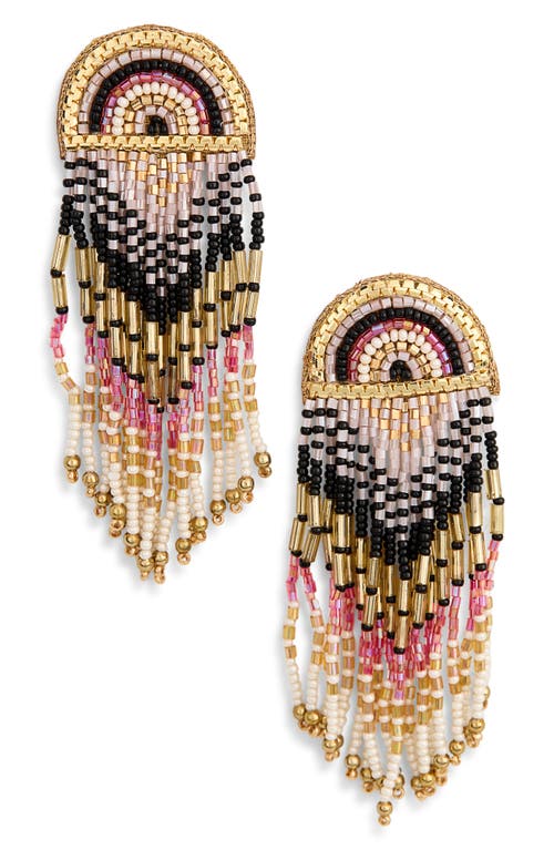 Deepa Gurnani Lisander Beaded Fringe Drop Earrings In Gold