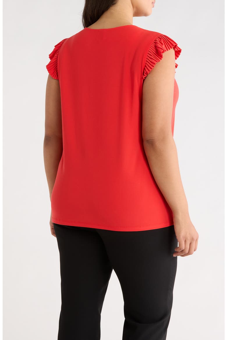 Pleated Cap Sleeve Knit Top, Alternate, color, BEGONIA RED