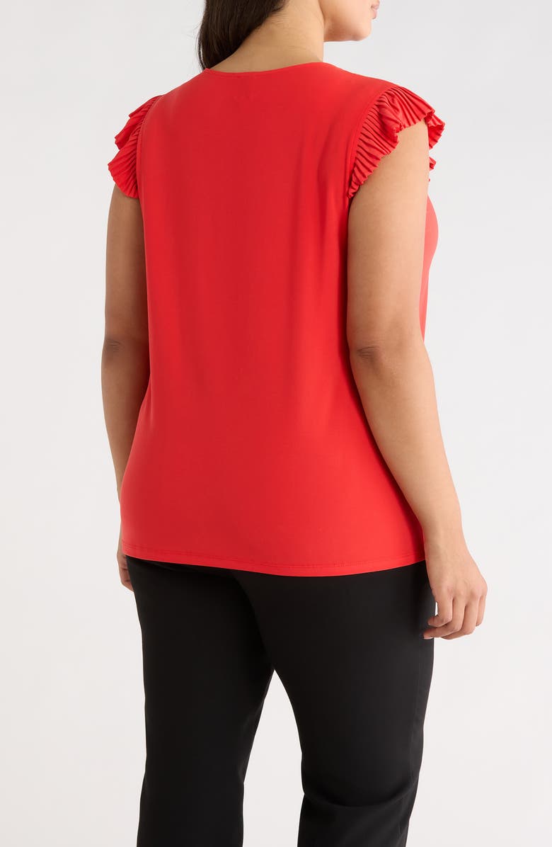 AK ANNE KLEIN Pleated Cap Sleeve Knit Top, Alternate, color, Begonia Red