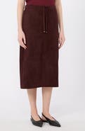 Max Mara Lambskin Suede Drawstring Midi Skirt