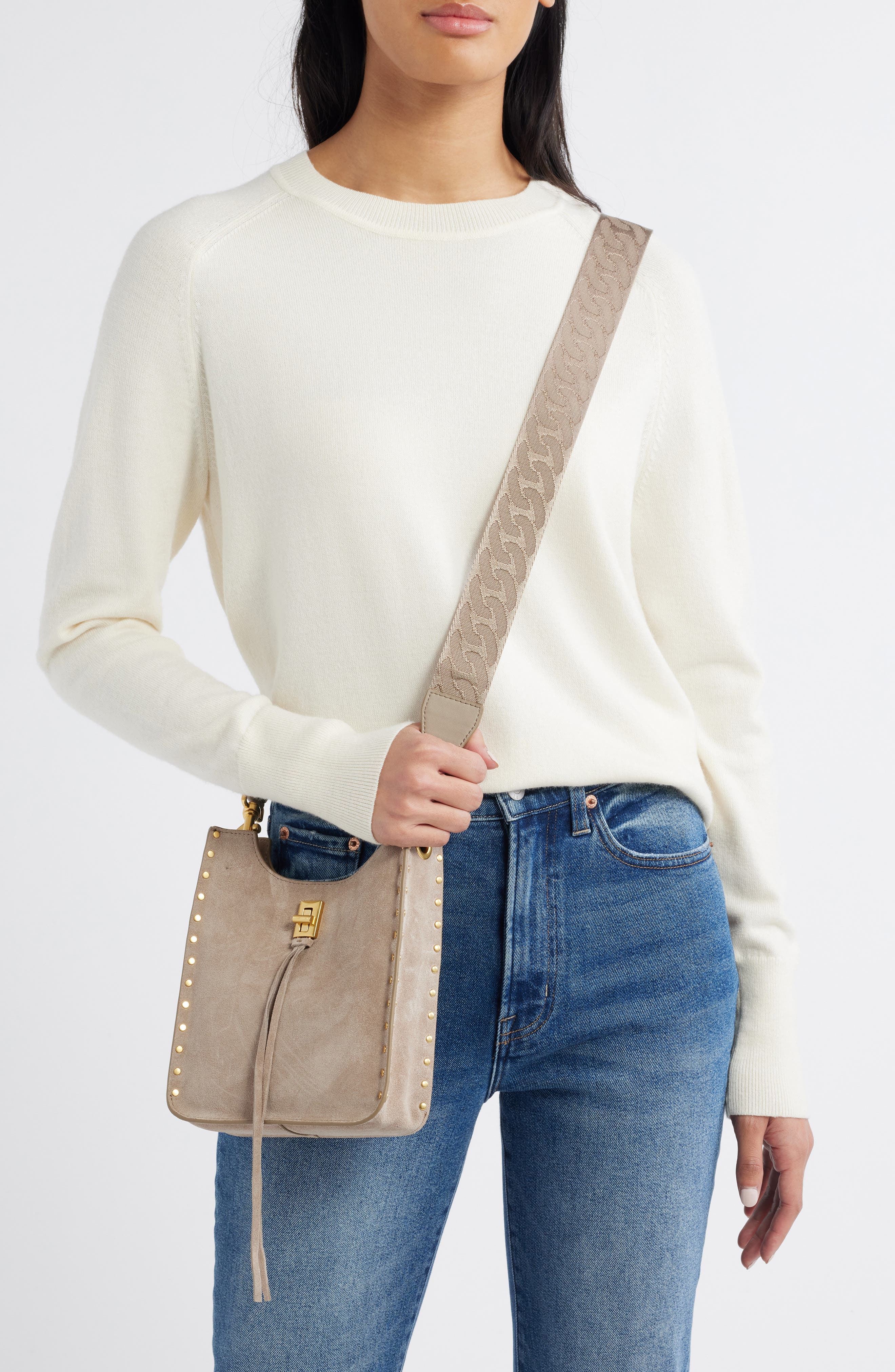 Rebecca Minkoff Mini Darren Feed Crossbody Bag, Alternate, color, Clay