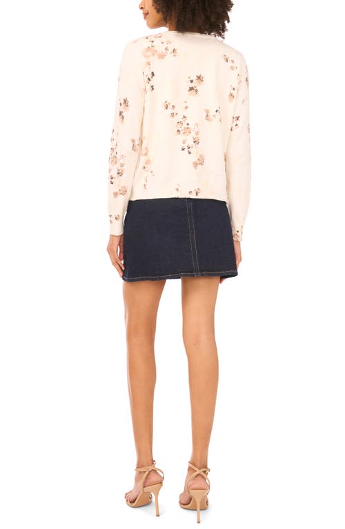 Vince Camuto Floral Cardigan In Brown