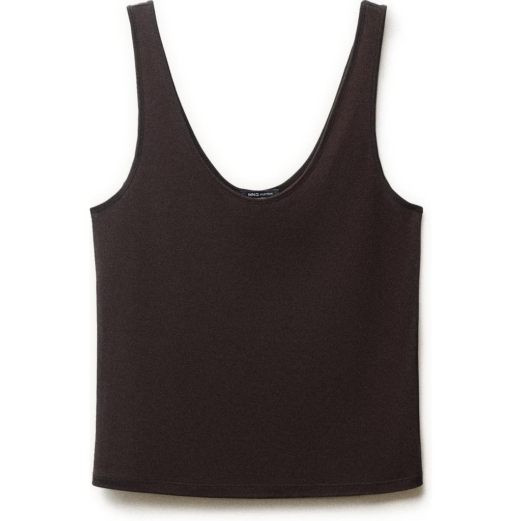 Mango Scoop Neck Tank Top In Black