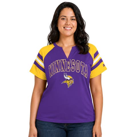 Women's Starter Purple Minnesota Vikings Plus Size Game On Notch Neck Raglan T-Shirt