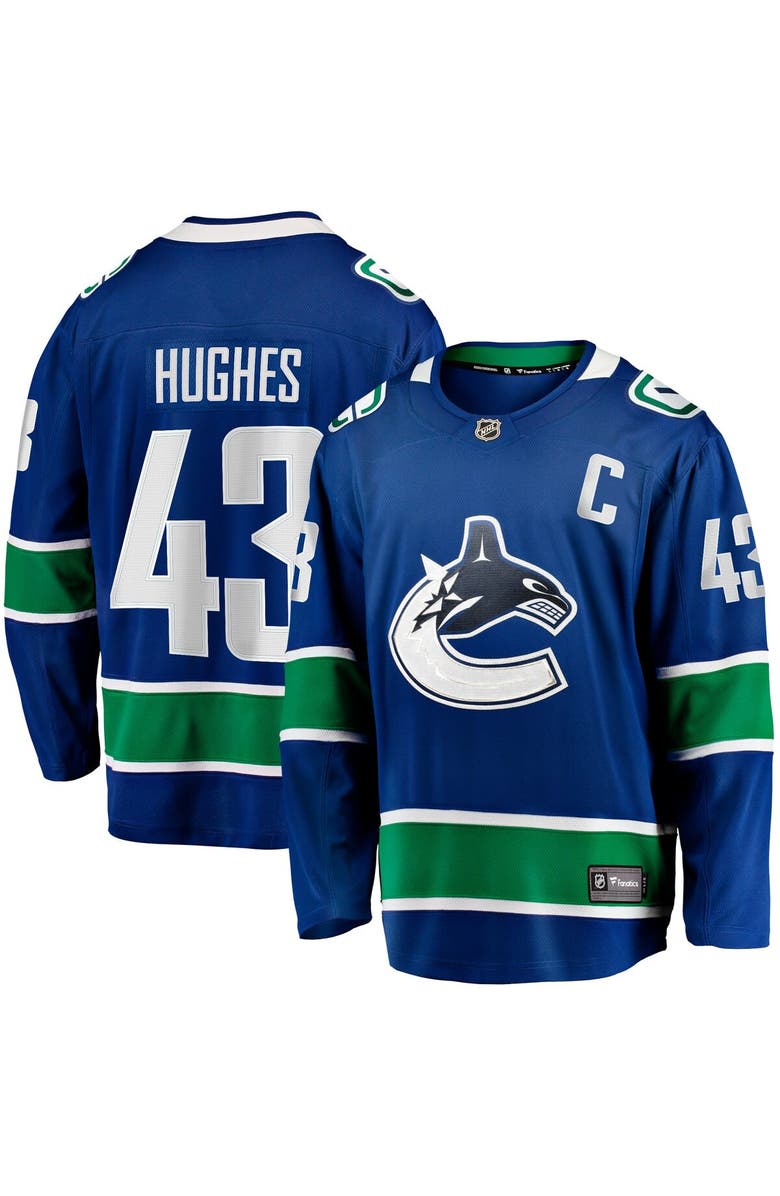 FANATICS Men's Fanatics Quinn Hughes Blue Vancouver Canucks Home Breakaway Jersey, Main, color, Blue