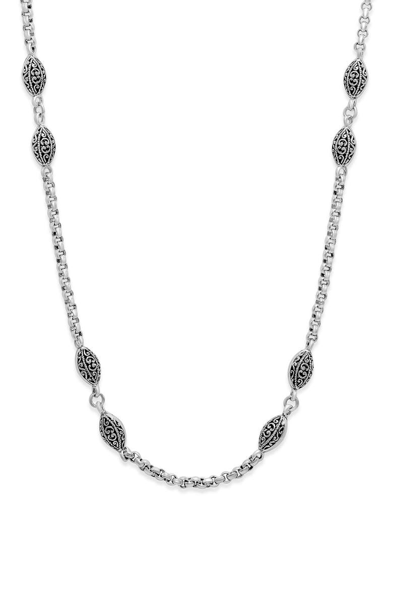 Sterling Silver Oval Station Chain Necklace, Main, color, SILVER