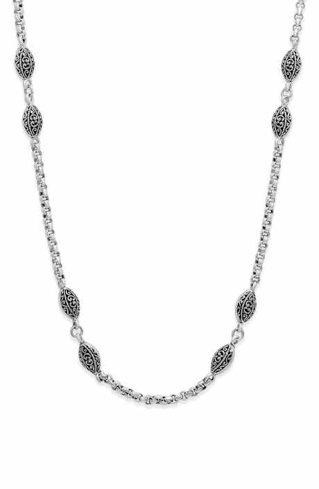 SAMUEL B. Sterling Silver Oval Station Chain Necklace