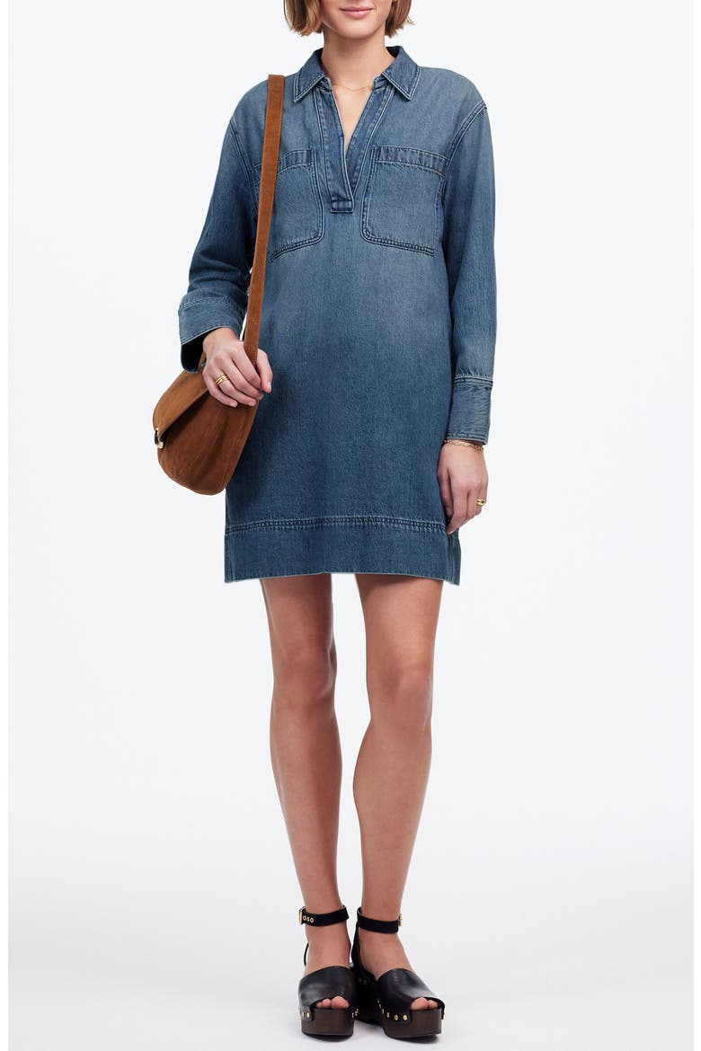 madewell denim popover dress Denim Popover Dress