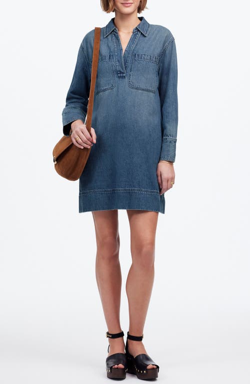 Madewell Airy Denim Edition Popover Minidress In Croswell Wash