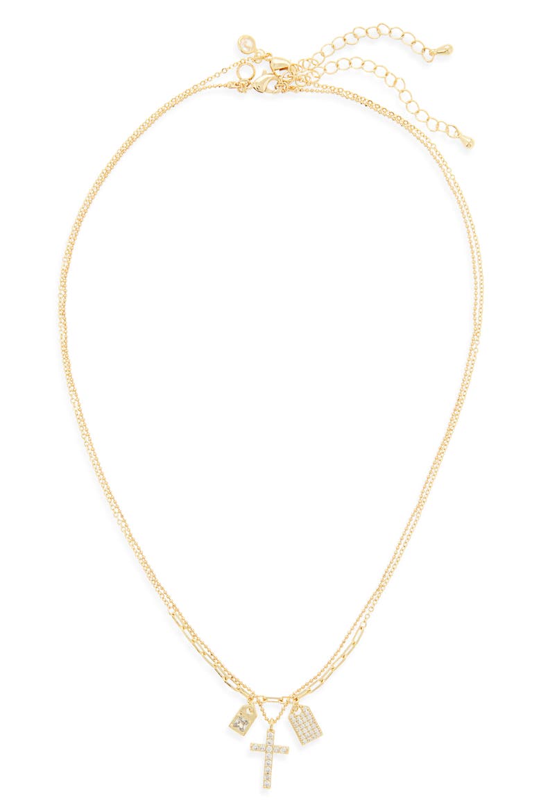 Set of 2 Pendant & Charm Necklaces, Alternate, color, CLEAR- GOLD