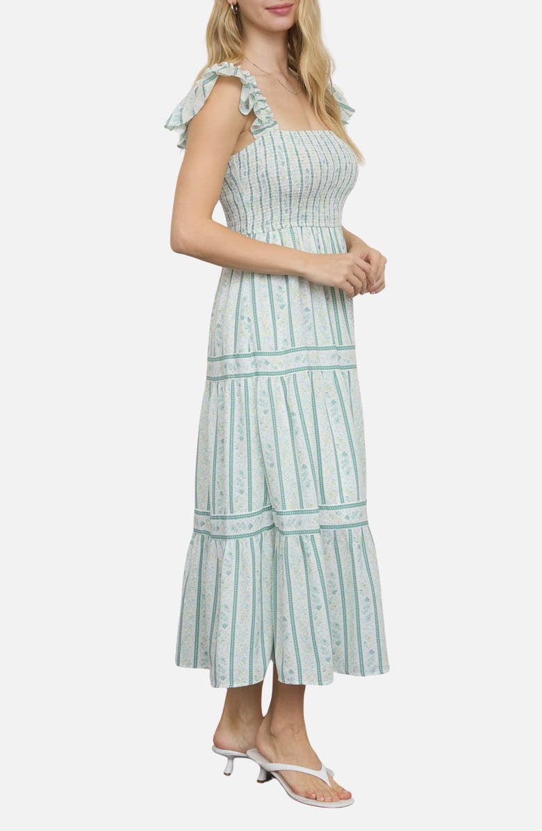Blu Pepper Smocked Midi Dress, Alternate, color, Sage Multi