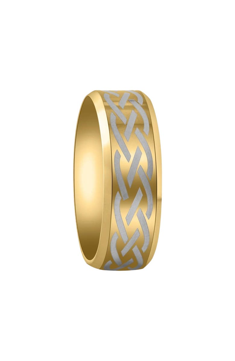 Bliss Diamond Men
s Gold Plated Tungsten Ring Celtic Laser 8mm Wedding Band, Alternate, color, Gold Tungsten