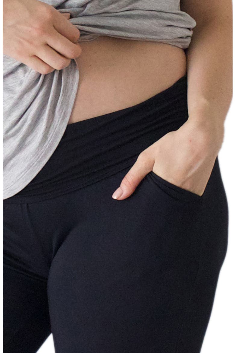 Maternity/Postpartum Crop Lounge Pants, Alternate, color, BLACK