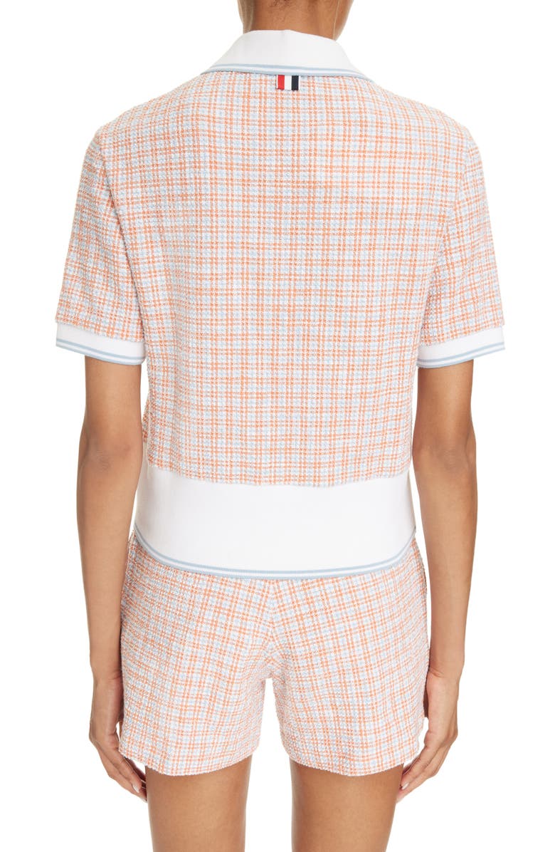 Thom Browne Check Tweed Shrunken Polo, Alternate, color, 