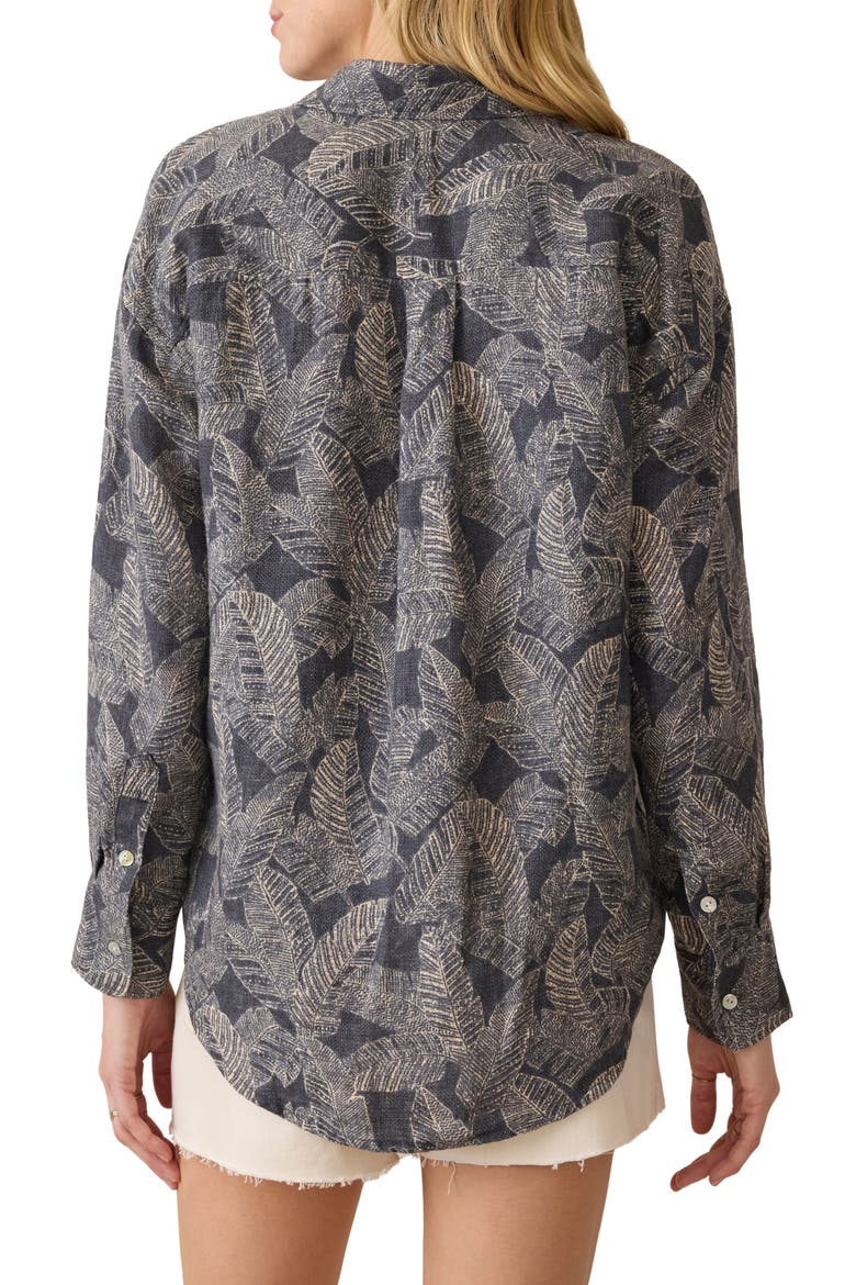 Palma Linen Shirt, Alternate, color, CHARCOAL BANANA LEAF