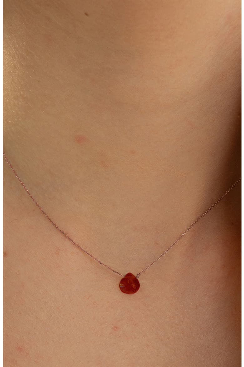 Gemma Dainty Gemstone Necklace Trendy Minimalist, Alternate, color, Red Garnet