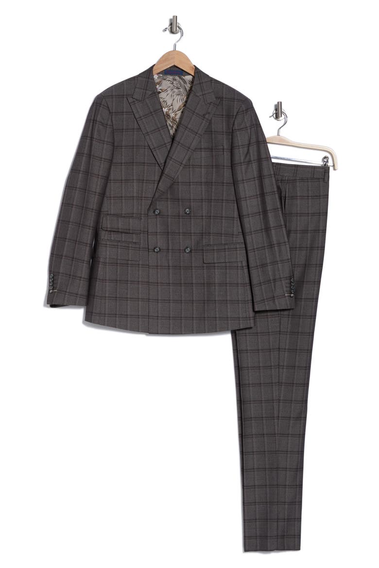 Double Breasted Flat Front Suit, Alternate, color, GREY