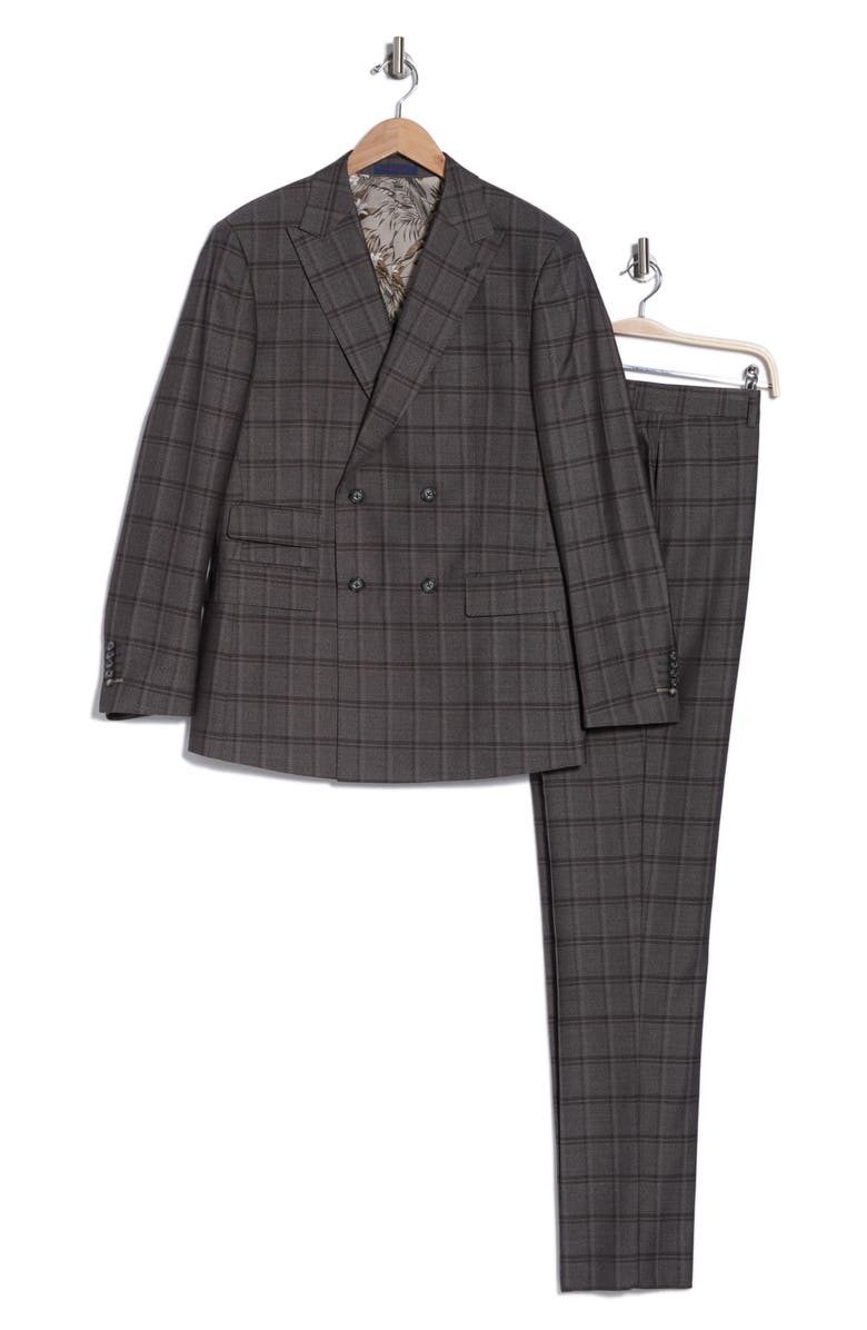 English Laundry Double Breasted Flat Front Suit, Alternate, color, Grey