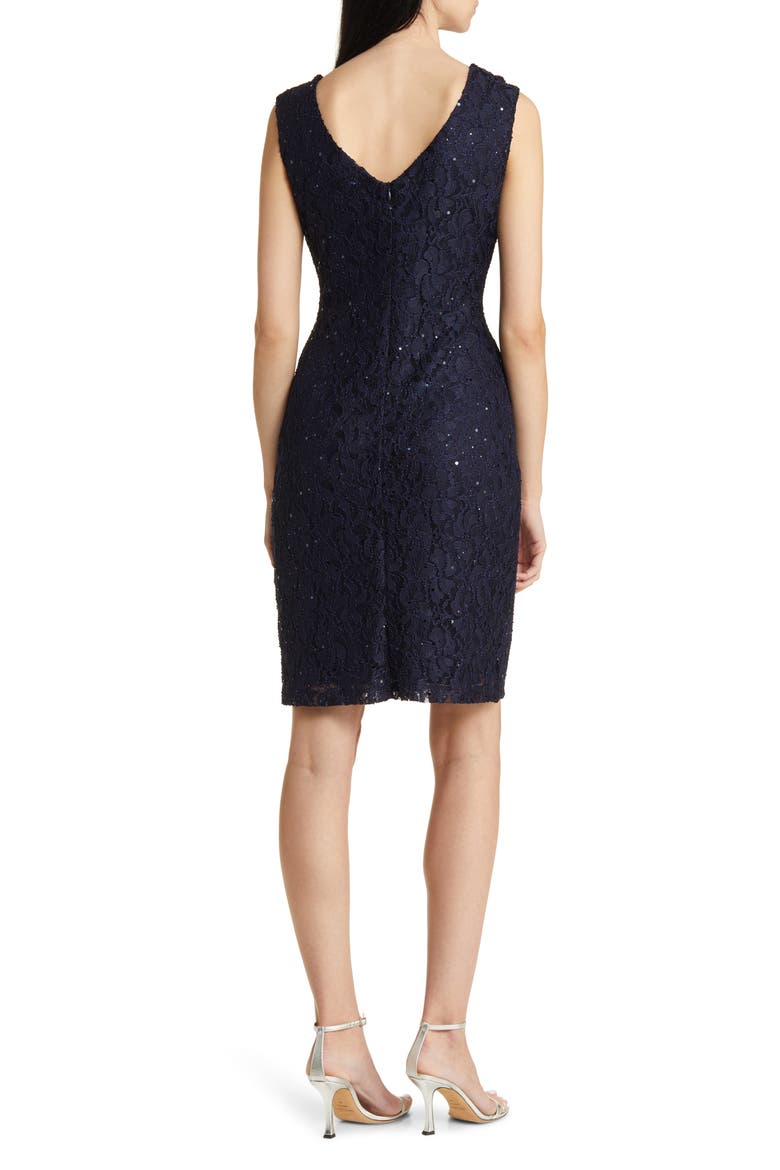 Sequin Lace Body-Con Cocktail Dress, Alternate, color, NAVY