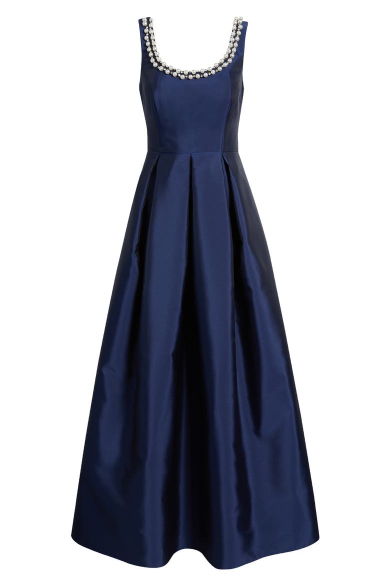 Embellished Scoop Neck Ballgown, Alternate, color, NAVY