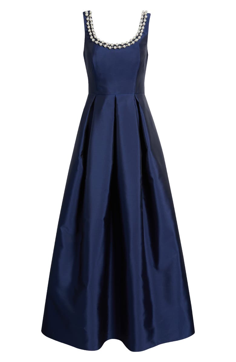Eliza J Embellished Scoop Neck Ballgown, Alternate, color, Navy
