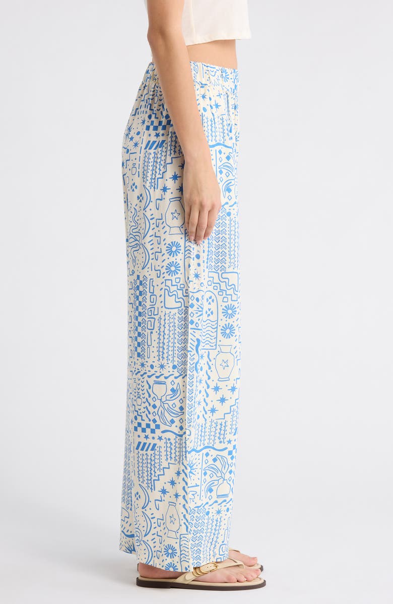 Billabong Follow Me Print Wide Leg Pants, Alternate, color, White Cap