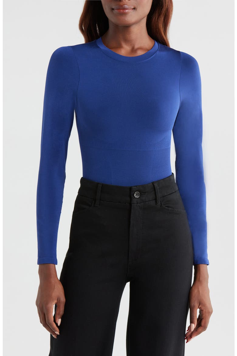 Butter Sculpt Long Sleeve Bodysuit, Alternate, color, MIDNIGHT NAVY