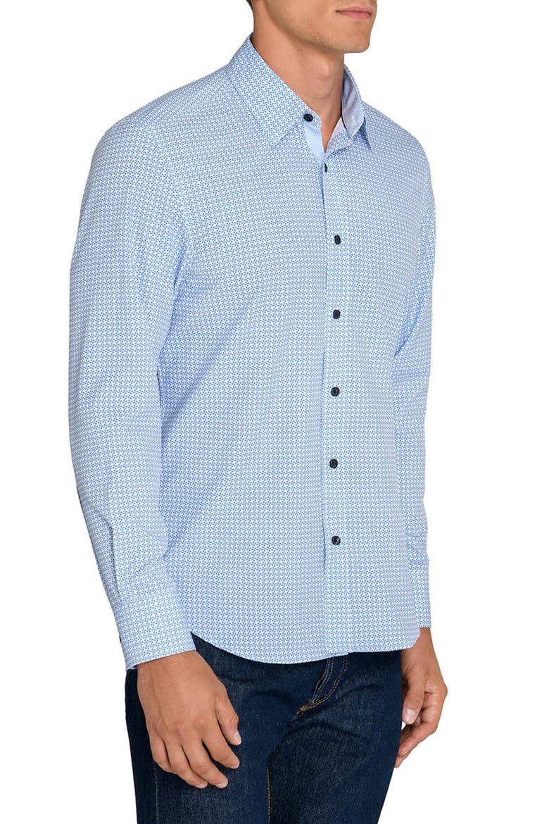 Windmill Geo Stretch Long Sleeve Shirt, Alternate, color, WHITE/ BLUE