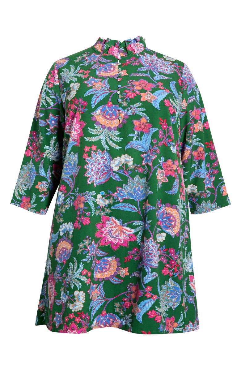 SUGARLIPS Elara Ruella Floral Ruffle Dress, Alternate, color, Emerald-Multi