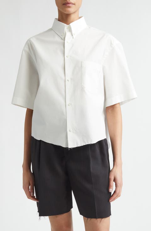 Décortiqué Crop Short Sleeve Button-Down Shirt