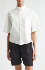 Maison Margiela Décortiqué Crop Short Sleeve Button-Down Shirt
