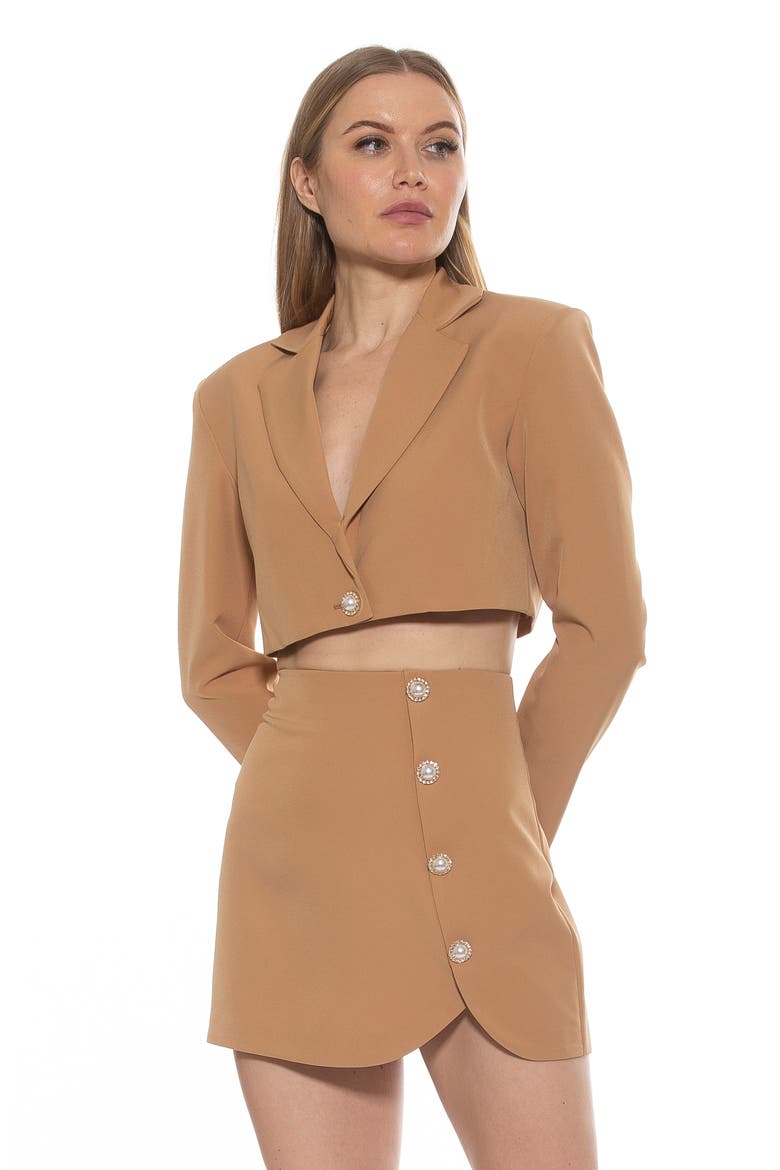 Jane Cropped Long Sleeve Jacket, Alternate, color, NUDE