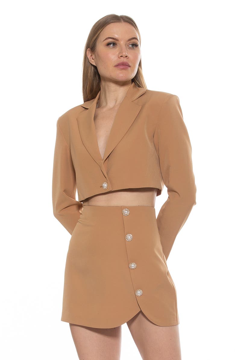 Alexia Admor Jane Cropped Long Sleeve Jacket, Alternate, color, Nude