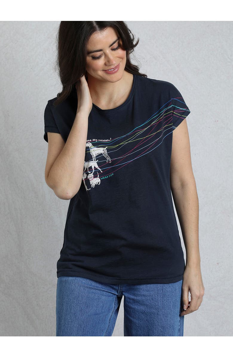 Weird Fish Lead The Way Graphic T-Shirt, Main, color, Navy