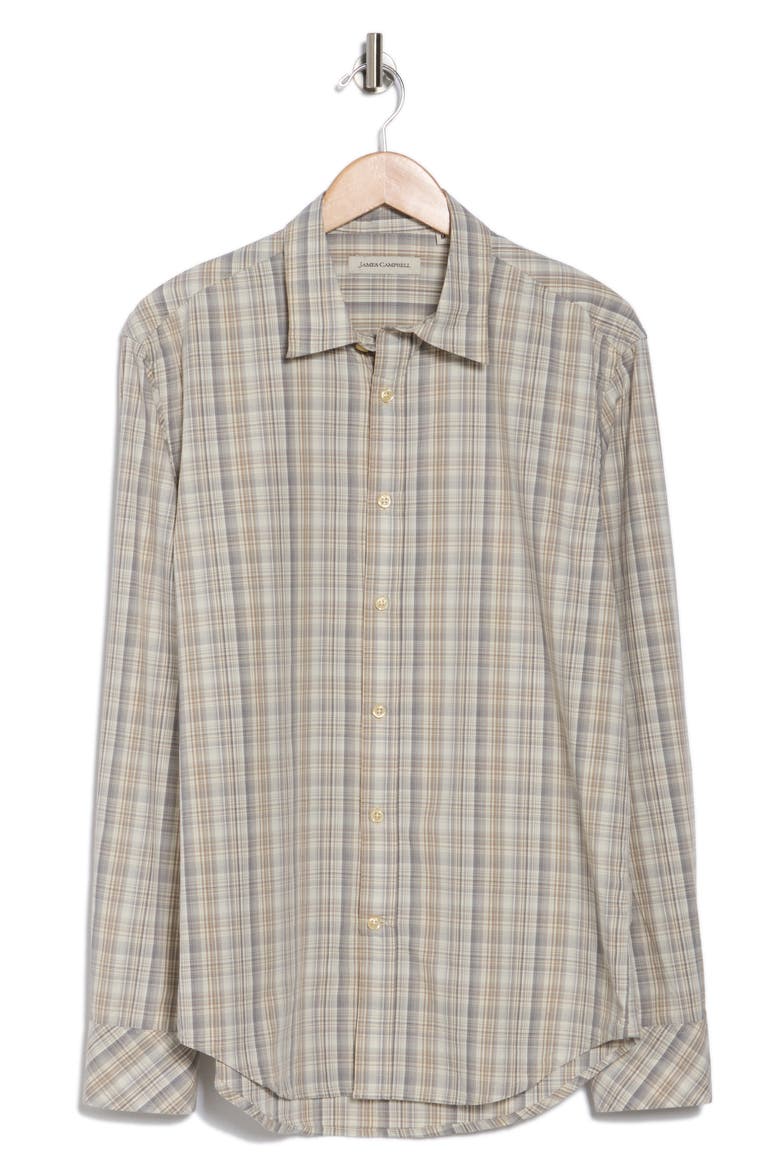 Franc Plaid Cotton Button Up Shirt, Alternate, color, GREY